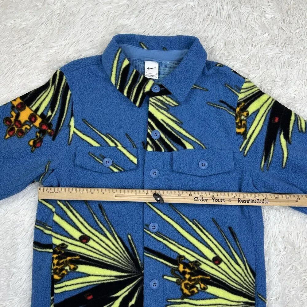 Nike x Lebron James Sherpa Mens Button Up Jacket Fleece‎ Blue DA6707-469 Size M